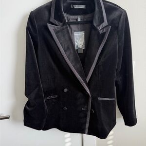 White House Black Market Black Velvet Double-Breasted Blazer